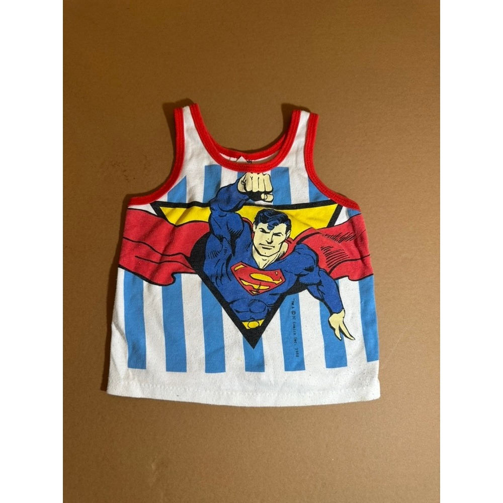 1988 Vintage Superman Tank Child Toddler DC Comics
